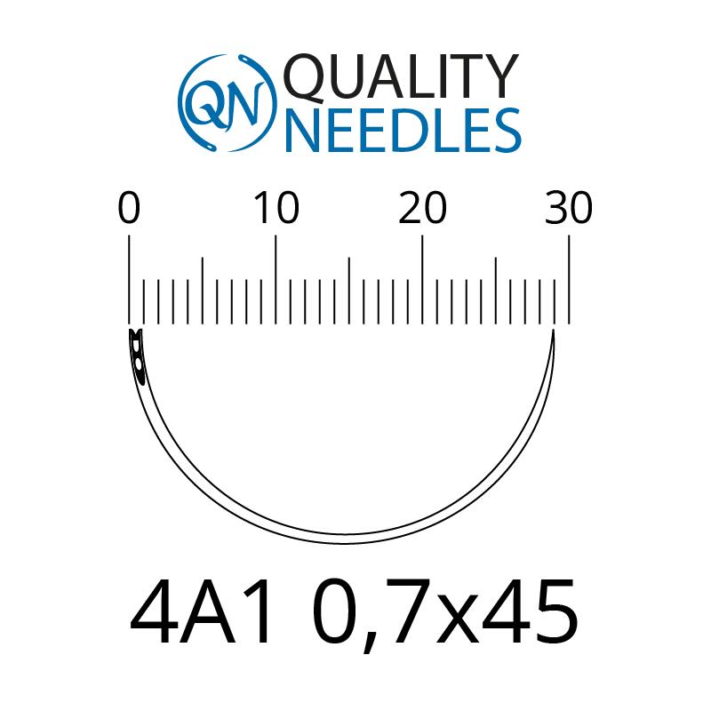 Голки хірургічні колючі, 4/8 (1/2), пружинне вушко, розмір 0,7х45 мм, 10 шт.